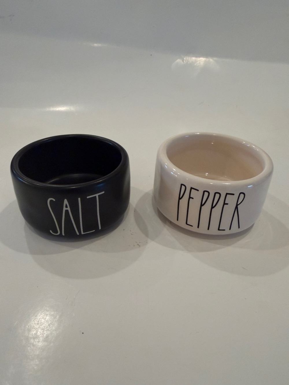 Rae Dunn Black Salt and White Pepper Ceramic Set Classic Kitchen Accents No Lid